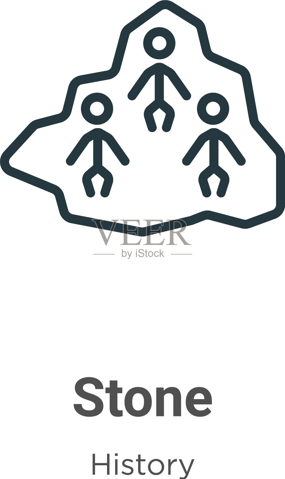 石头轮廓图标细线黑色的石头图标插画图片素材