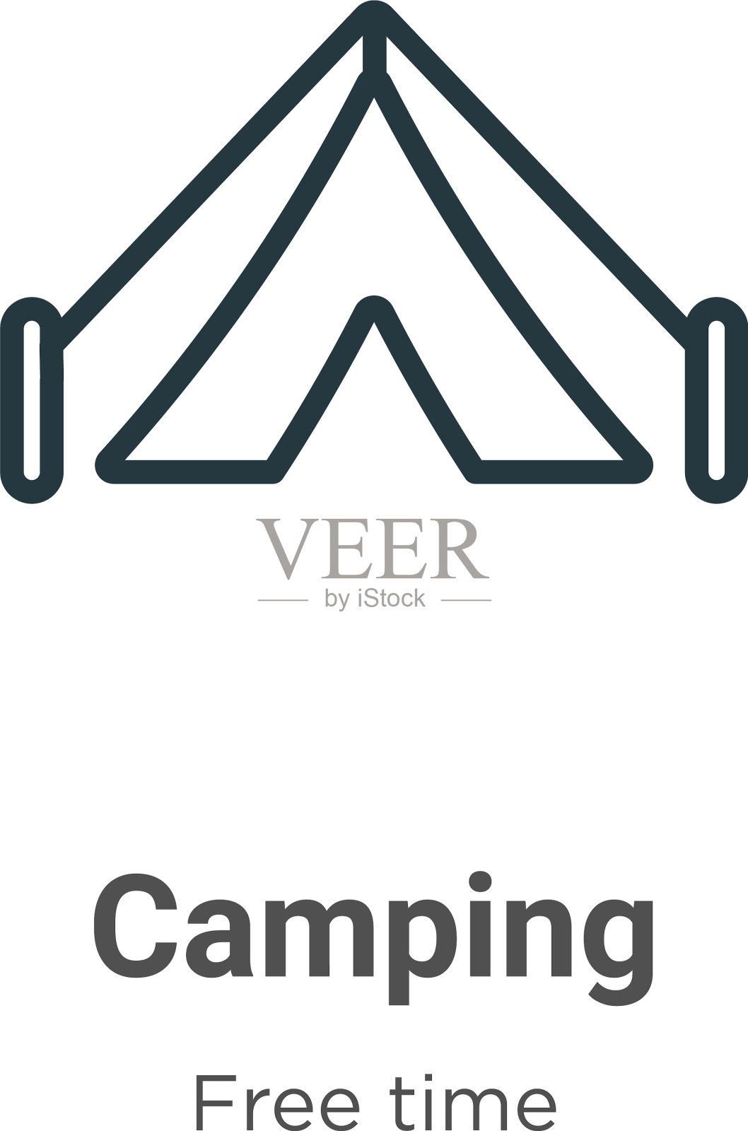 露营轮廓图标细线黑色露营图标插画图片素材