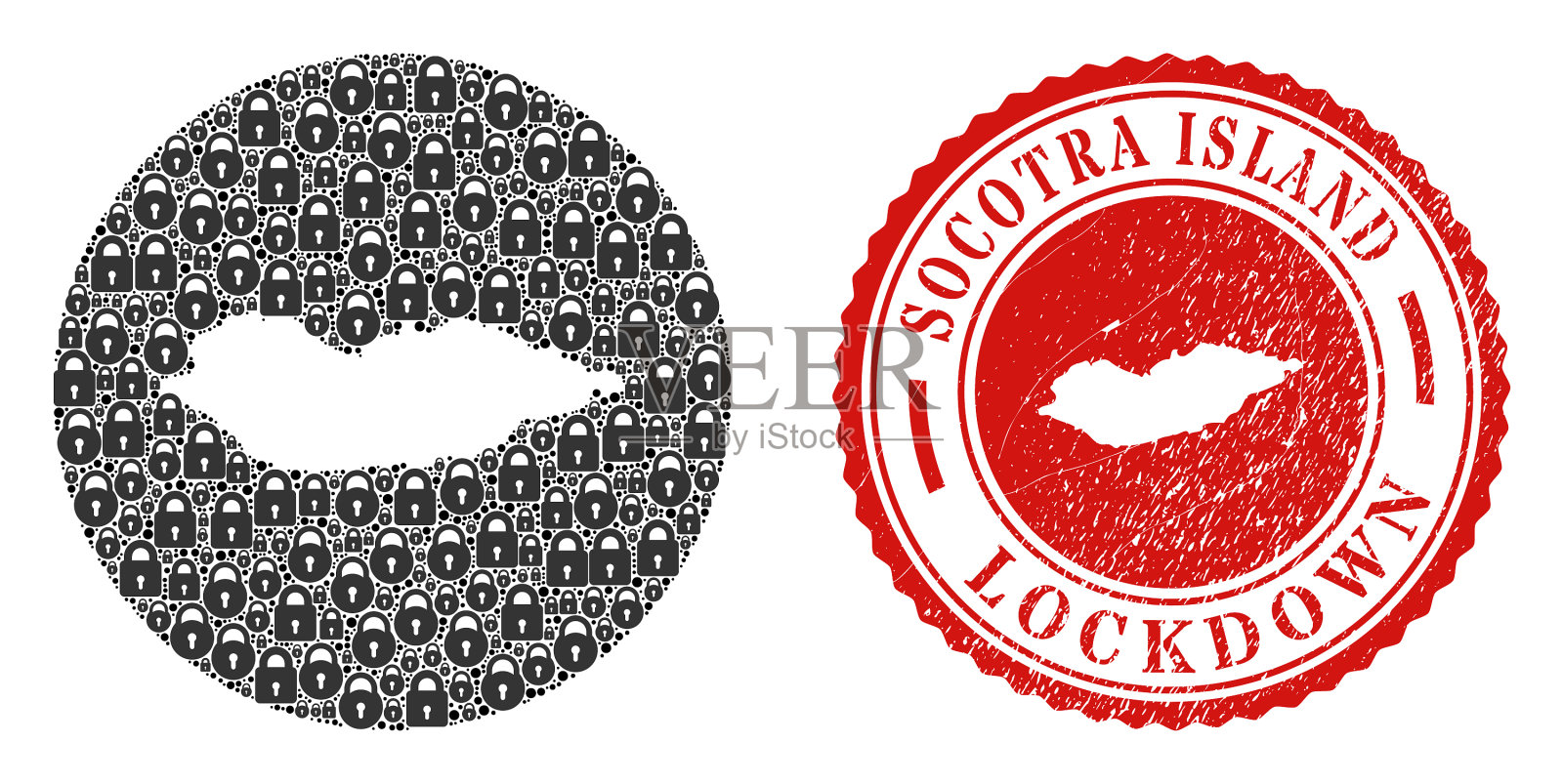 锁定水印密封和锁马赛克孔插画图片素材