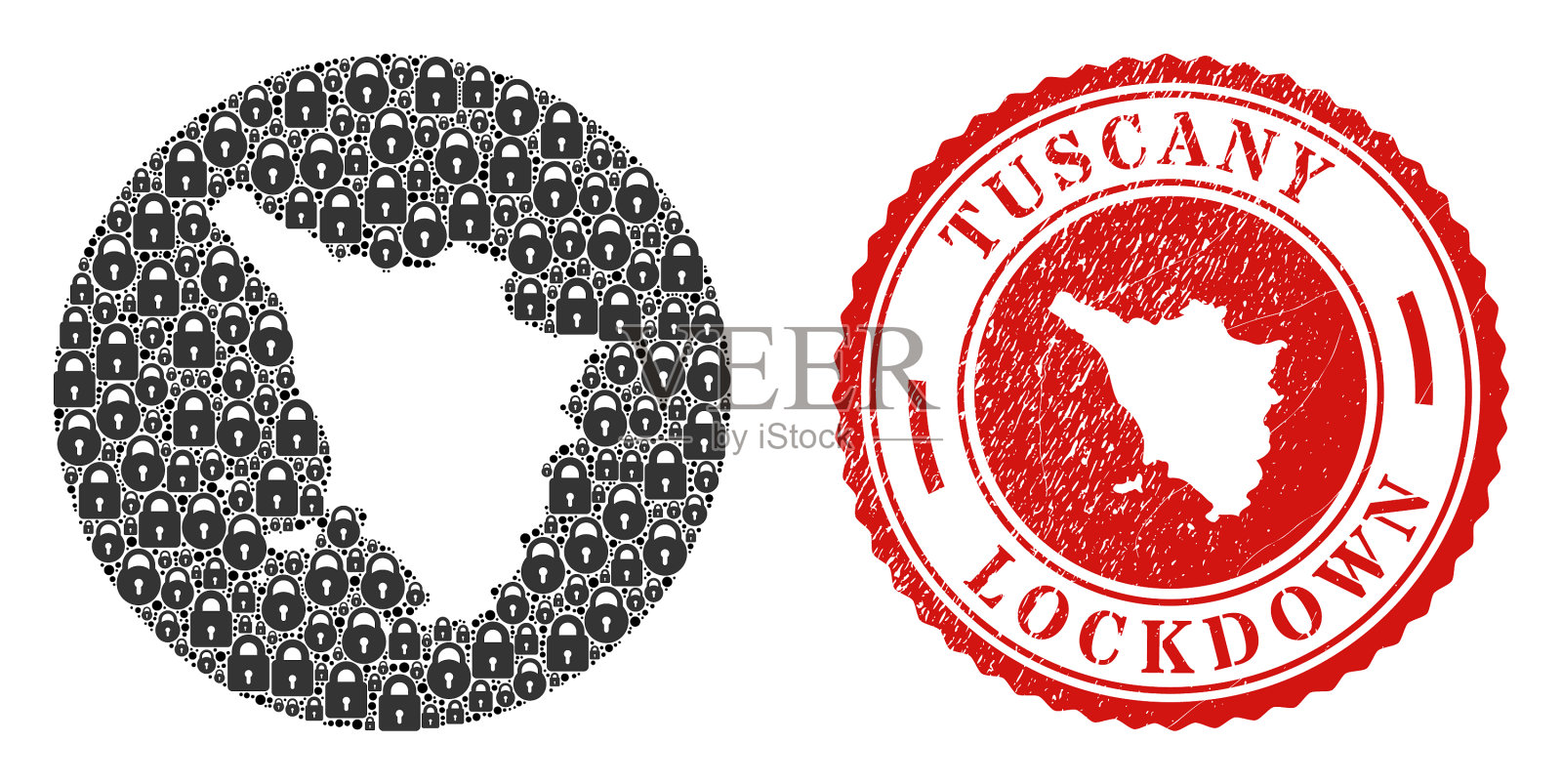 锁定垃圾密封锁住马赛克倒置插画图片素材