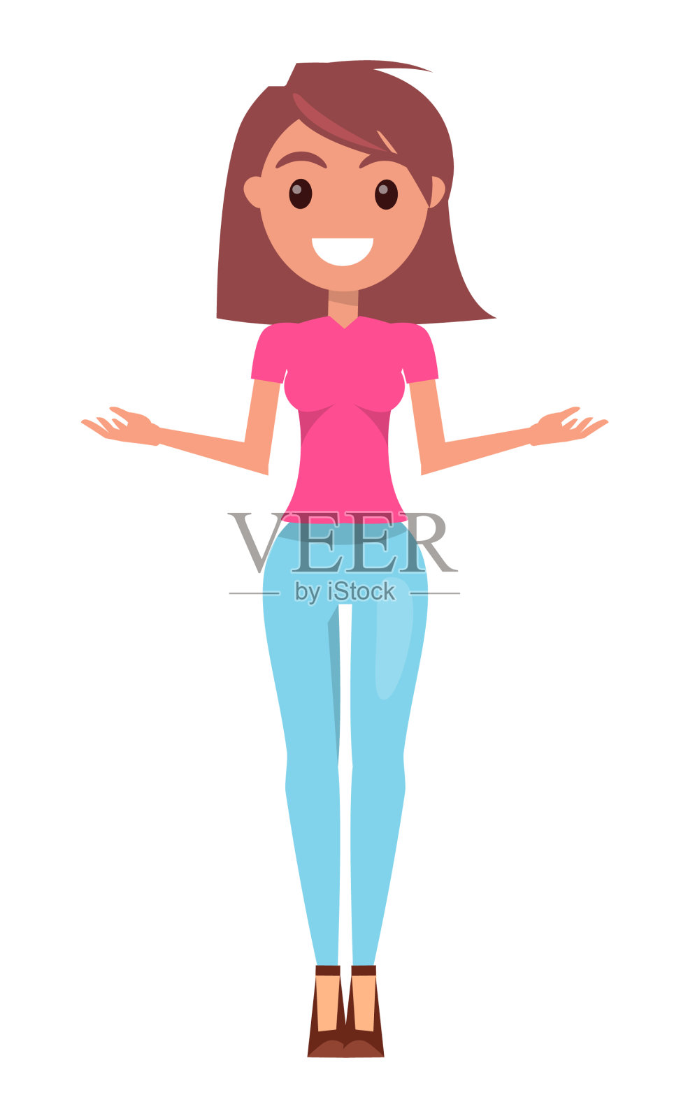 一个穿着高跟鞋的年轻女孩摆出弯腰的姿势设计元素图片