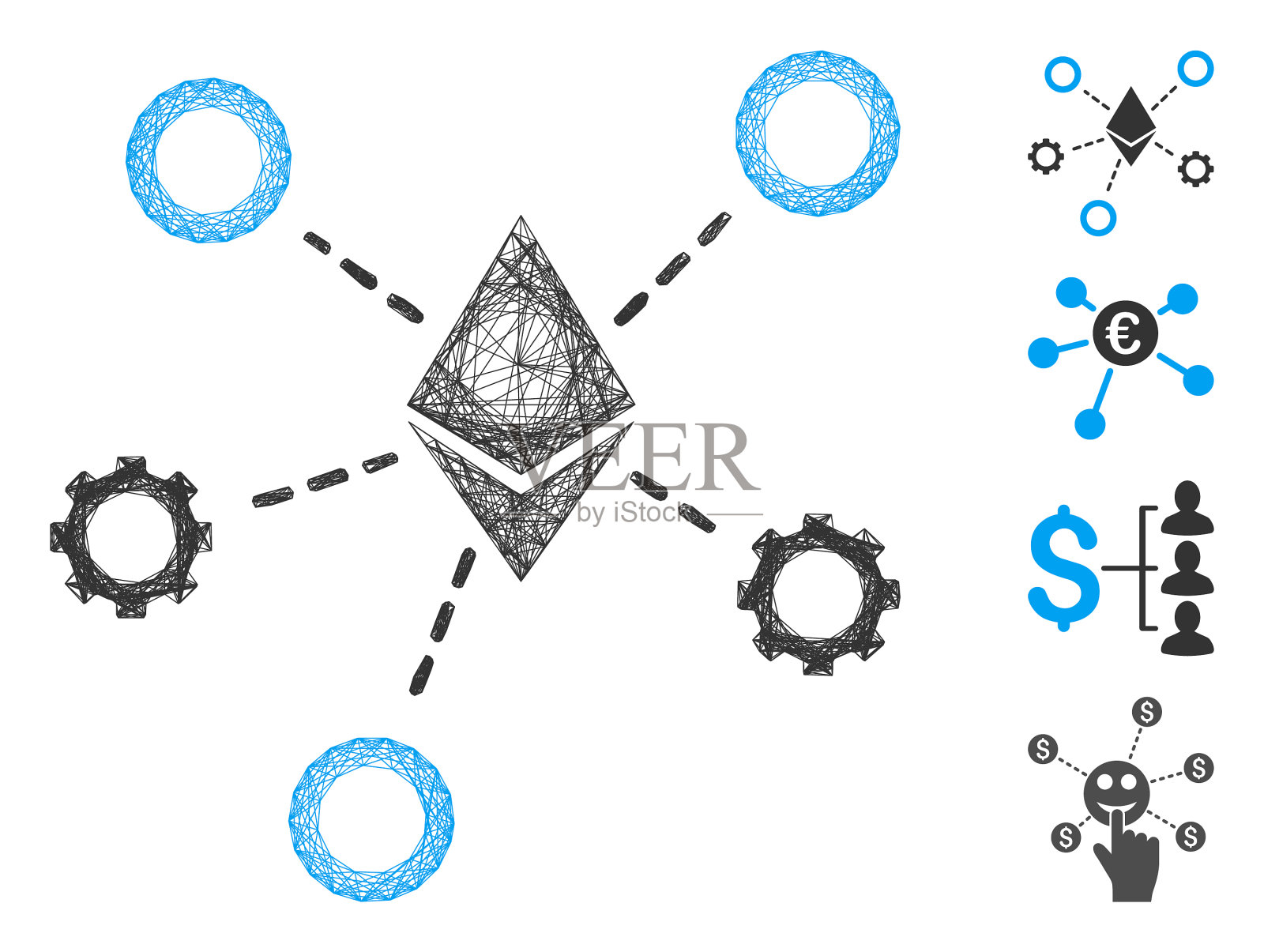 网络以太坊网络节点网格插画图片素材