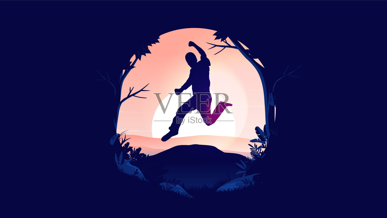 个人的胜利在椭圆形的框架插画图片素材