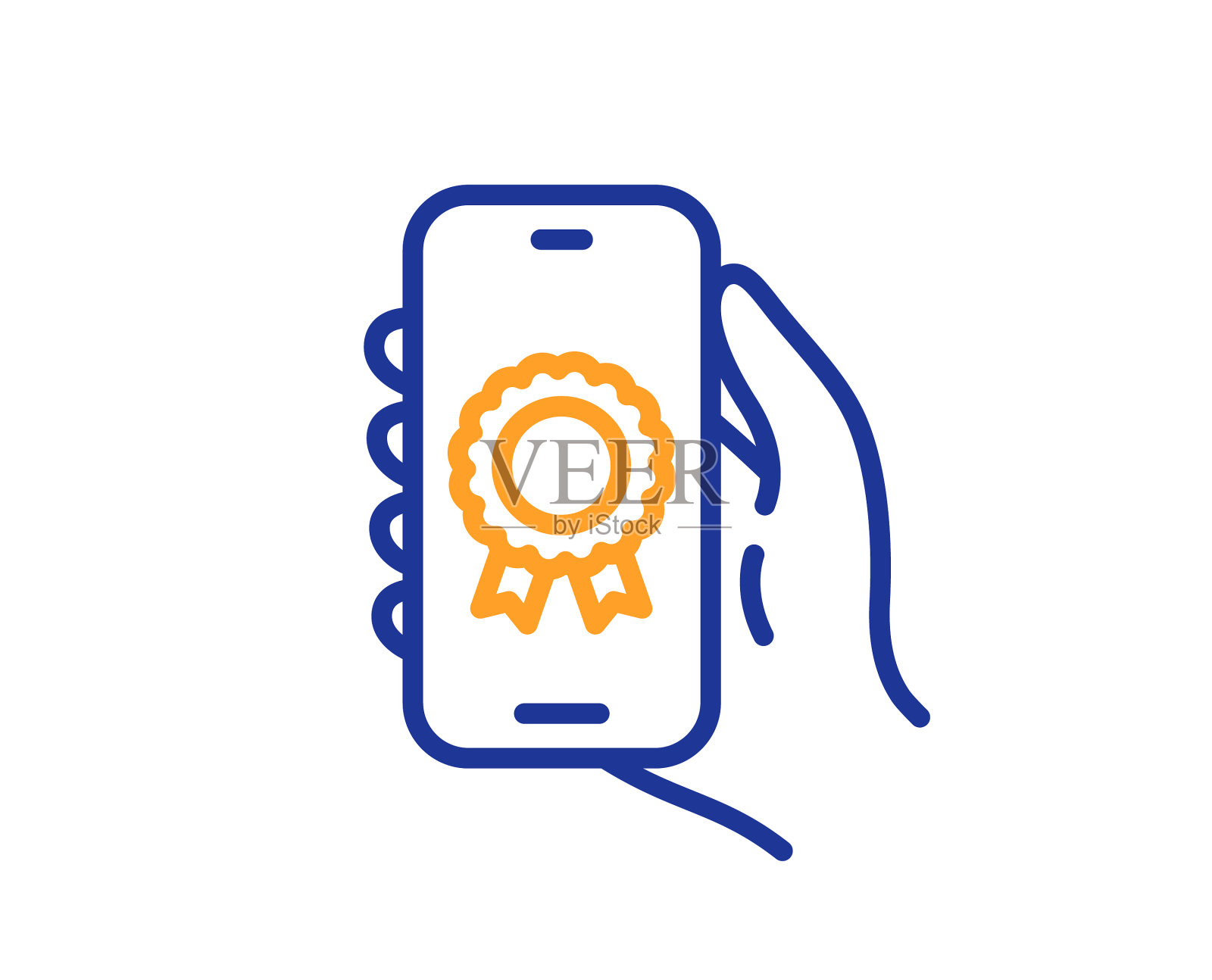 奖励应用程序线图标手持电话标志设计元素图片