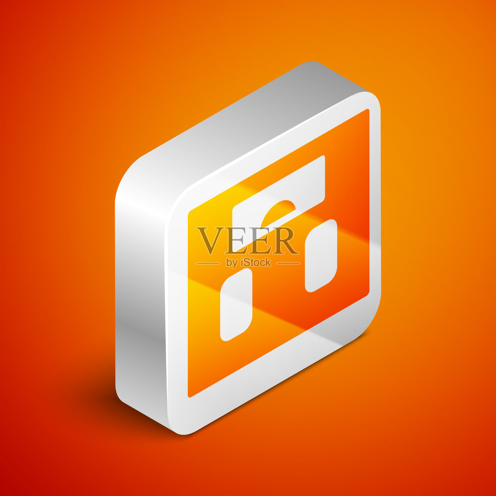 浴室等距秤图标孤立在橙色上插画图片素材