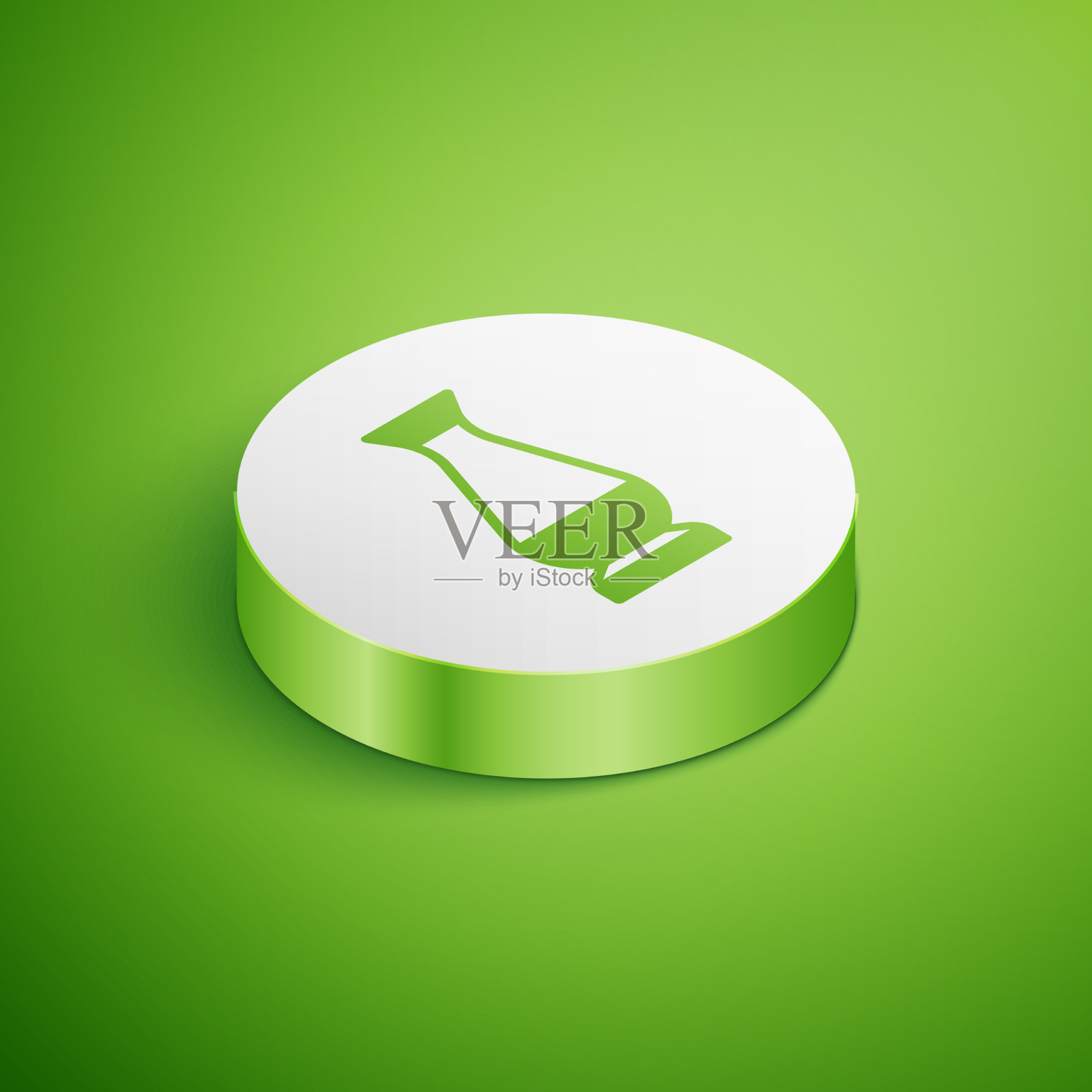 等距的印度花瓶图标孤立在绿色插画图片素材