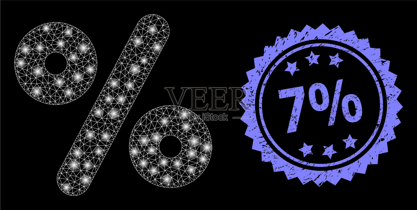 垃圾7%邮票和明亮的网百分之七插画图片素材