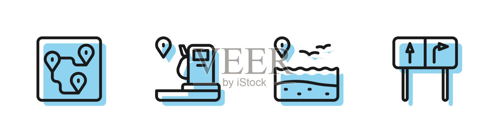 设置线位置与海滩路线位置和图标素材