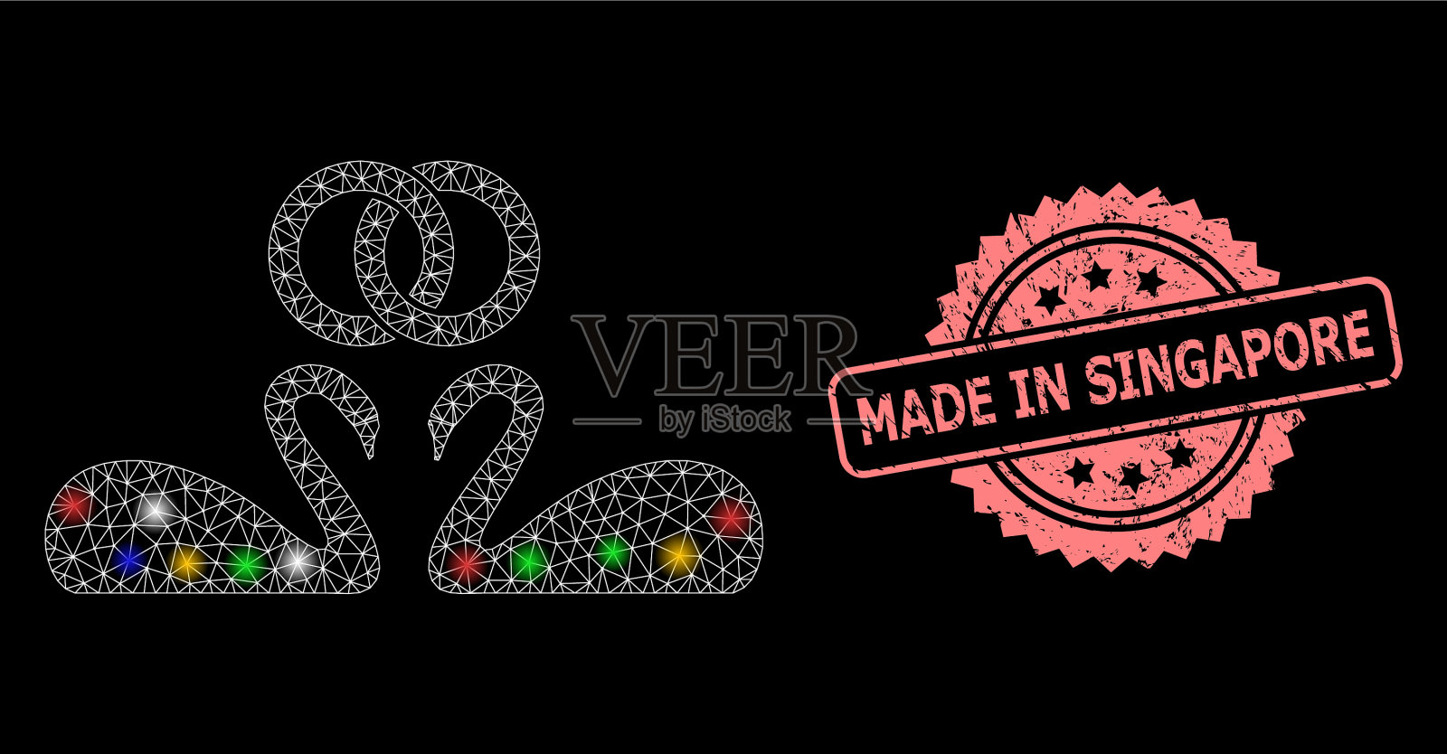 遇险在新加坡制造邮票和网婚礼插画图片素材