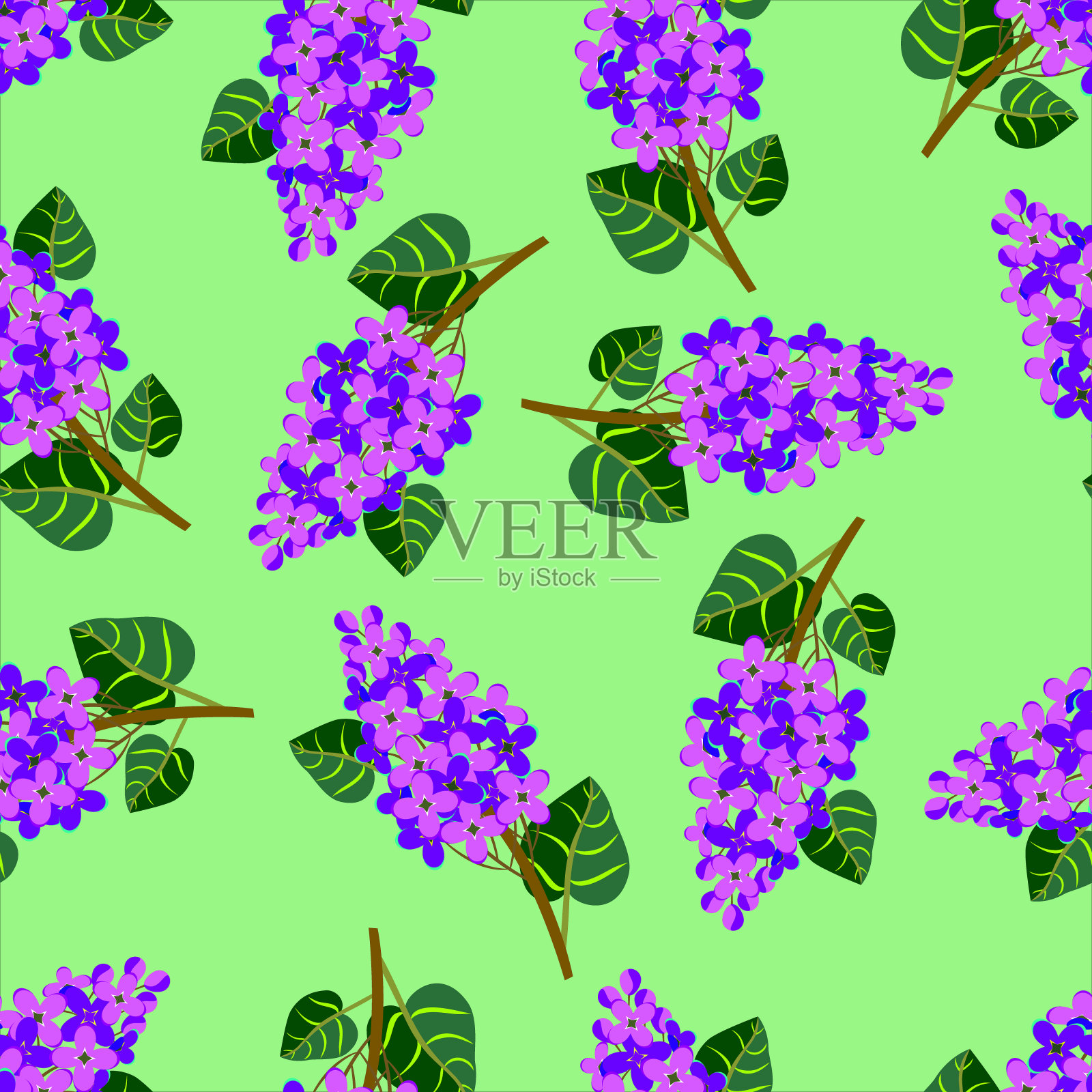 Vector -丁香花无缝模式。插画图片素材