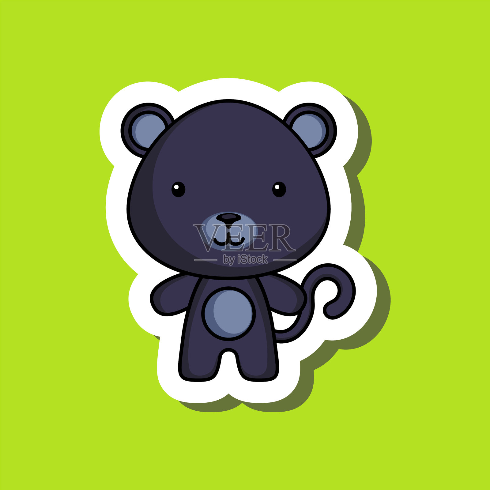 可爱的卡通贴纸小豹子吉祥物动物插画图片素材