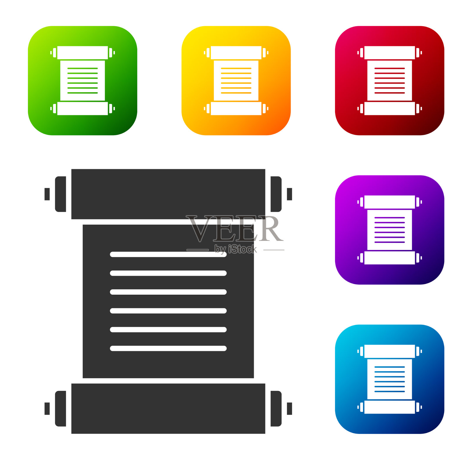 黑色法令纸羊皮纸卷轴图标图标插画图片素材