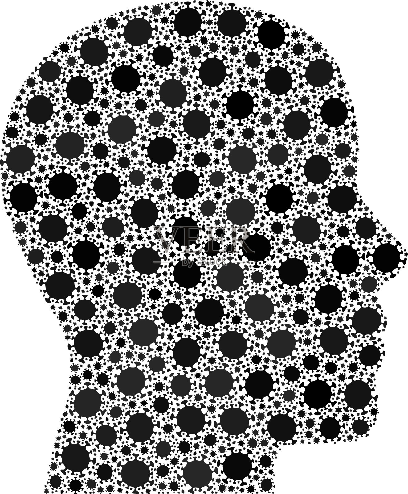 带的Man配置文件冠状病毒组合图标插画图片素材