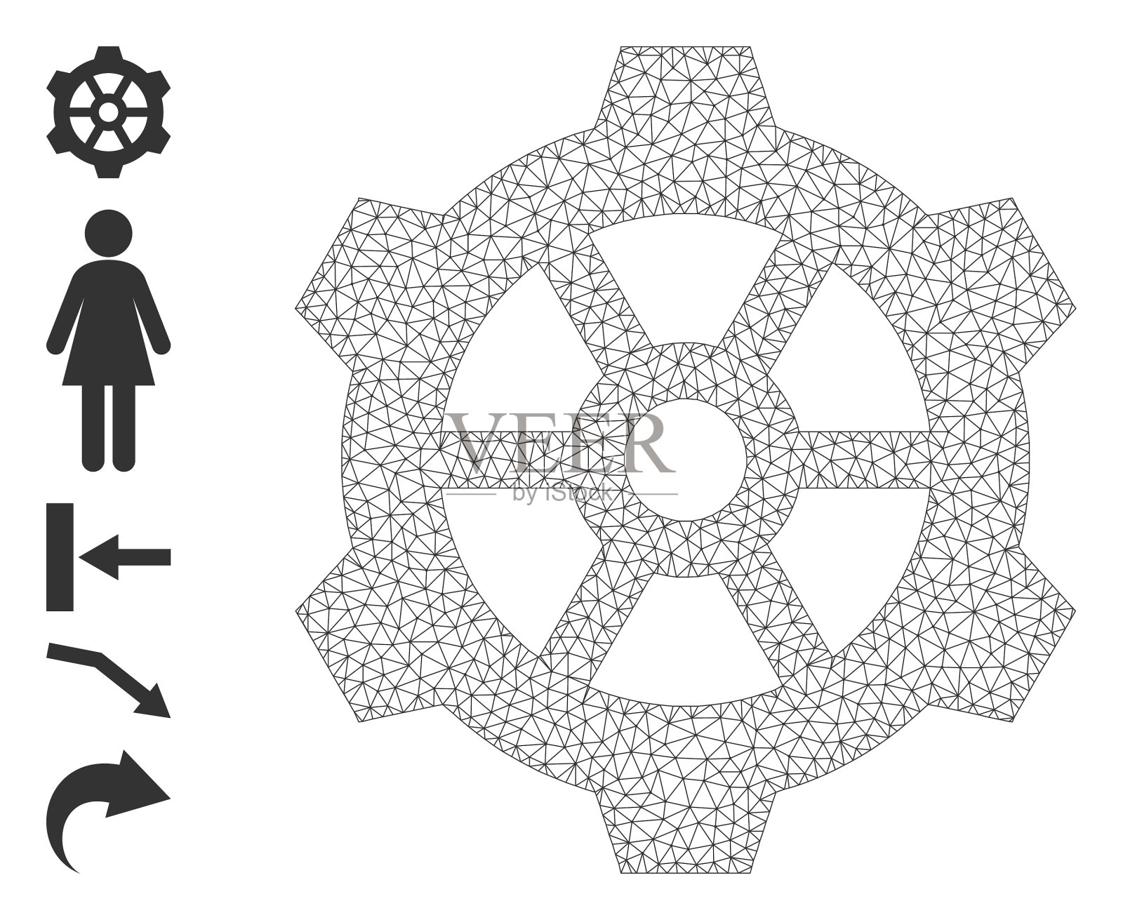 网络齿轮图标与简单的字形插画图片素材