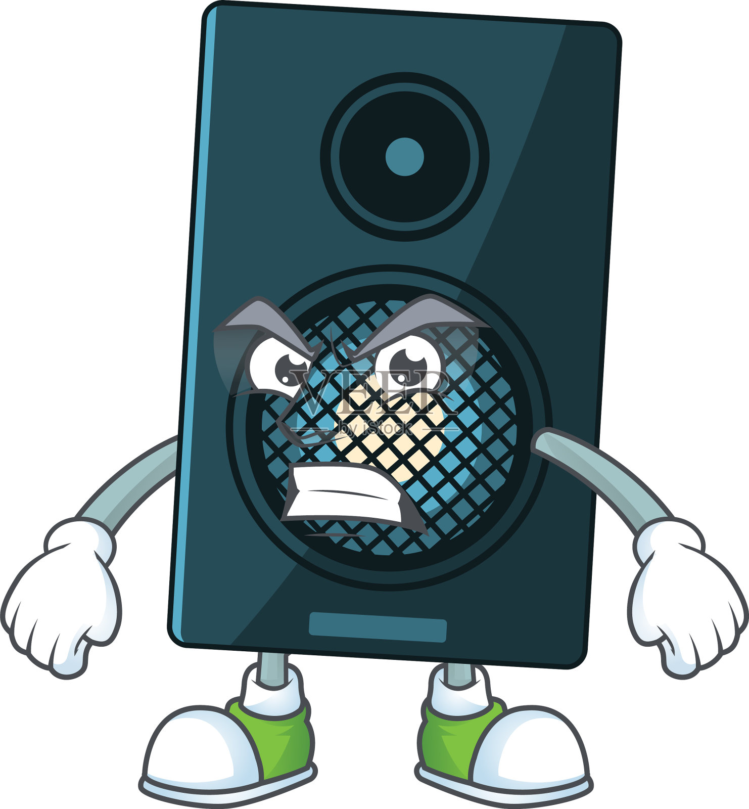 卡通绘图音响系统显示愤怒的面孔设计元素图片