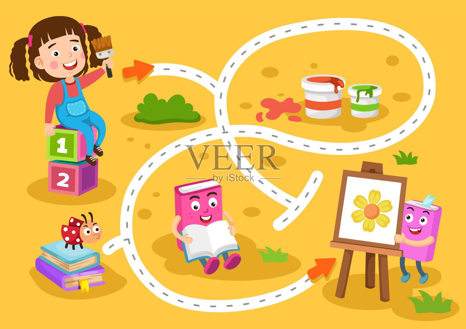 儿童益智迷宫游戏插画图片素材