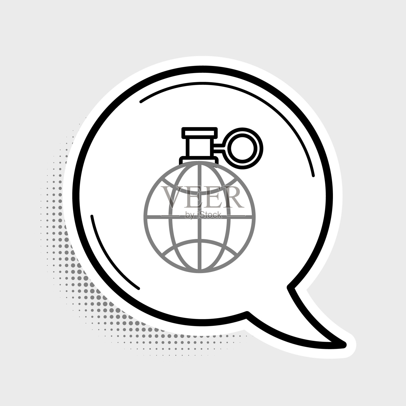 线行星地球和回收图标孤立在灰色背景。环境的概念。色彩斑斓的轮廓的概念。向量图标素材