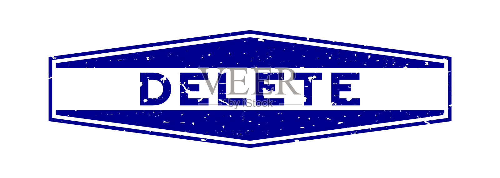 垃圾蓝色删除字六角形橡胶印章上的白色背景插画图片素材