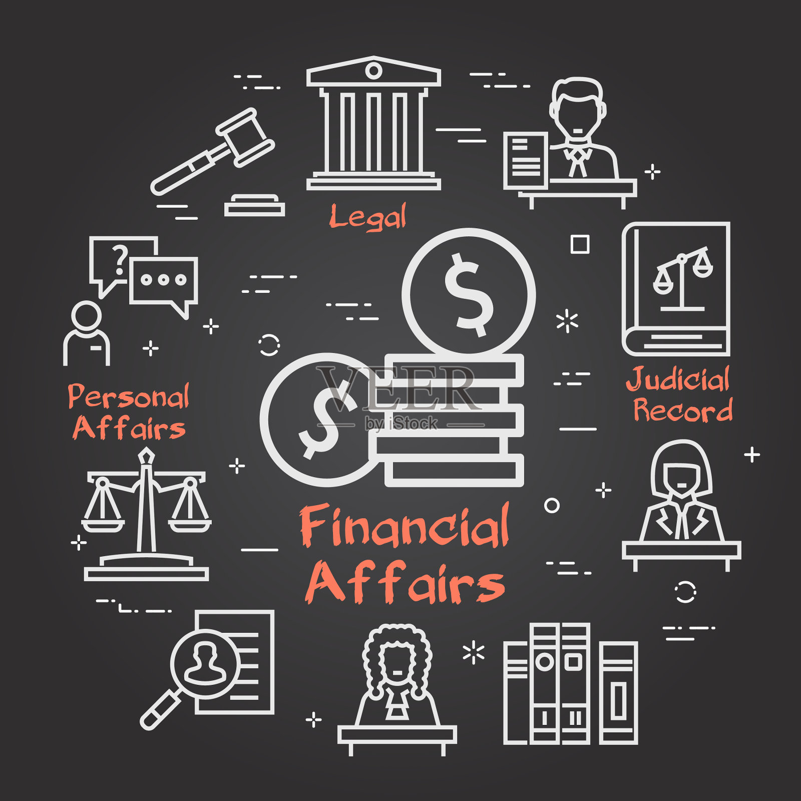 黑旗法律诉讼插画图片素材