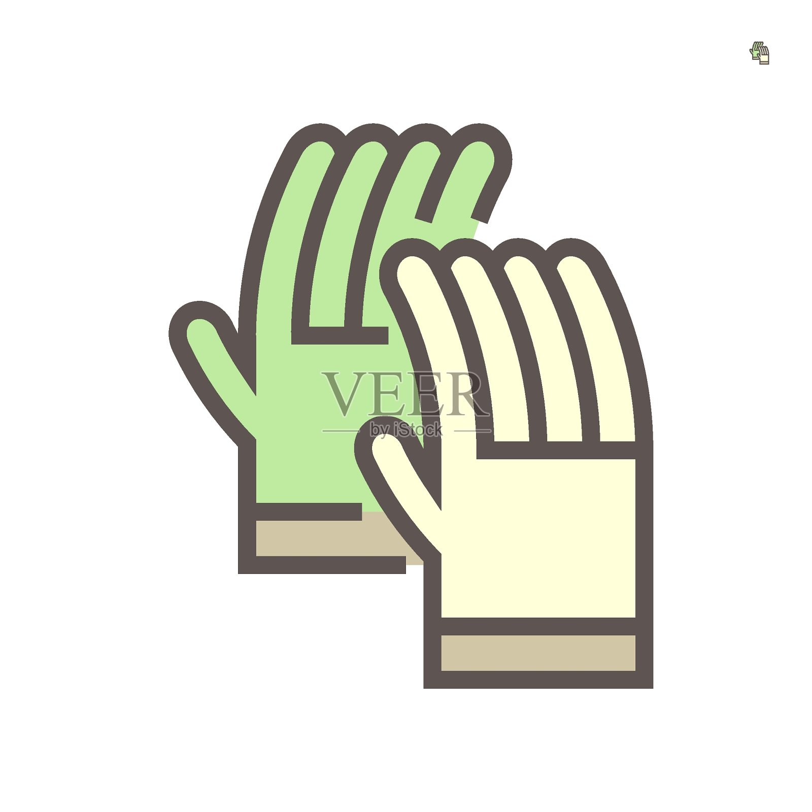 皮手套或手套矢量图标设计。64x64像素完美和可编辑的线描边。插画图片素材