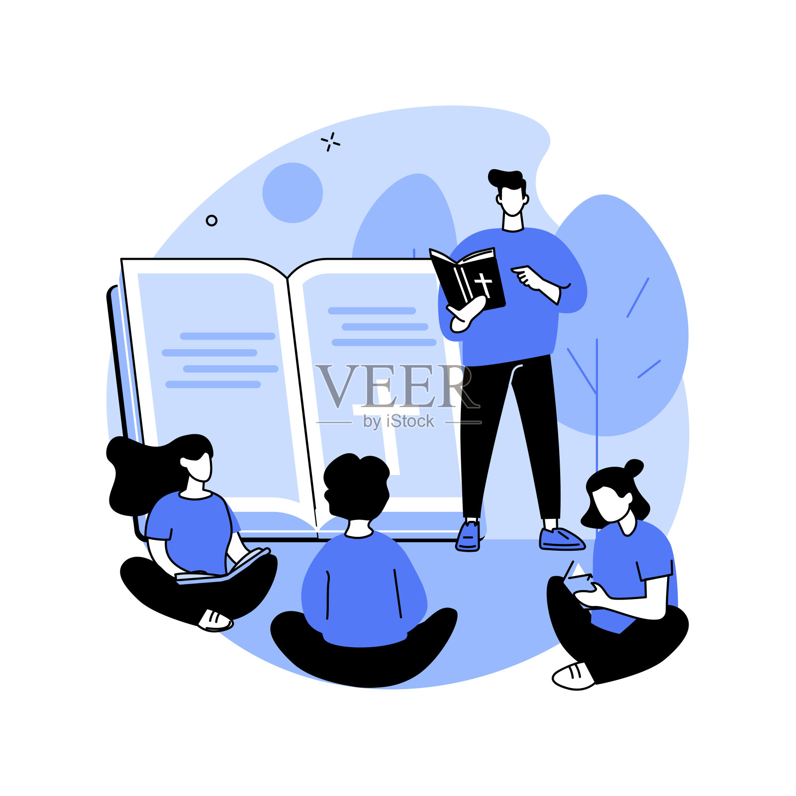 宗教夏令营抽象概念矢量插图。插画图片素材