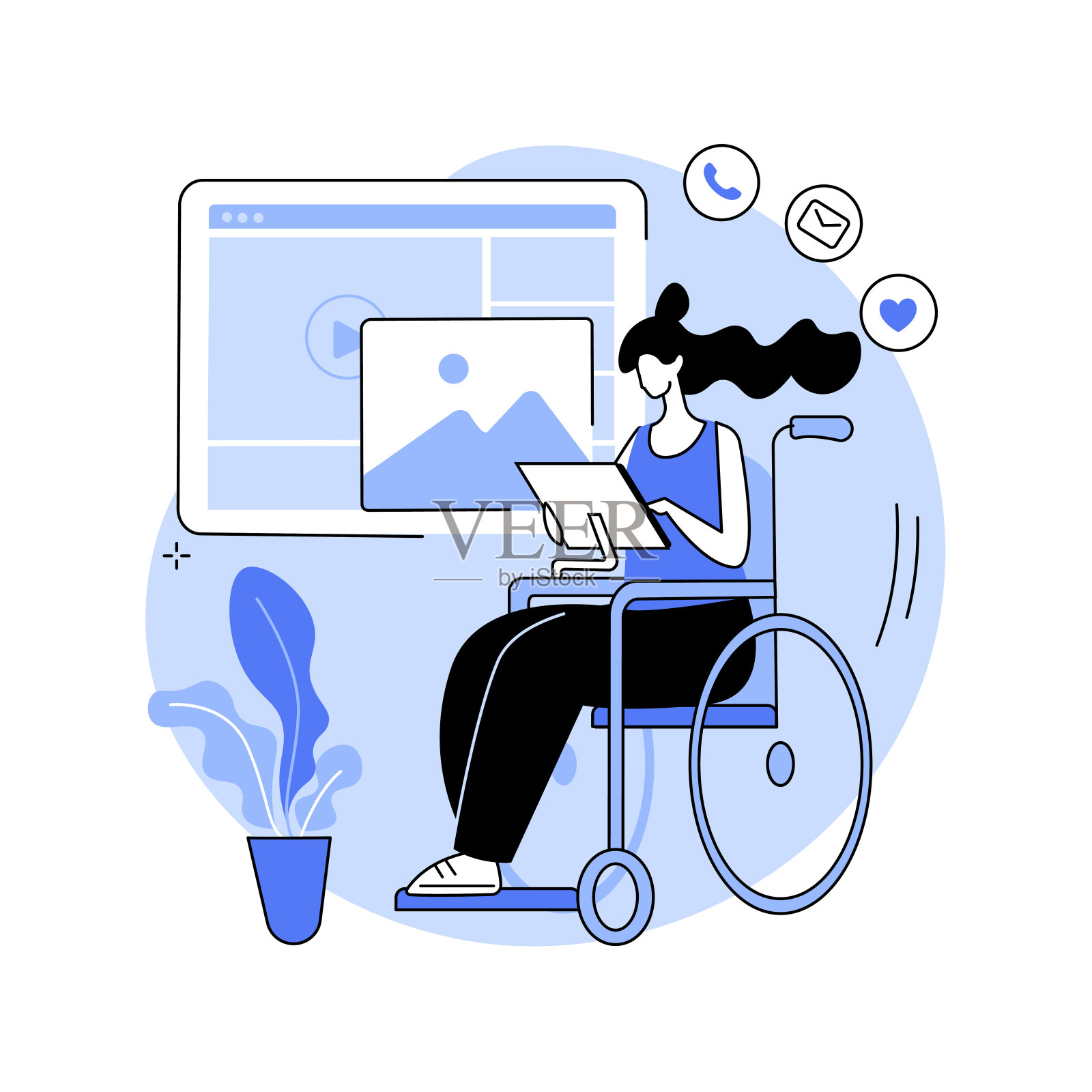 辅助技术抽象概念矢量插图。插画图片素材