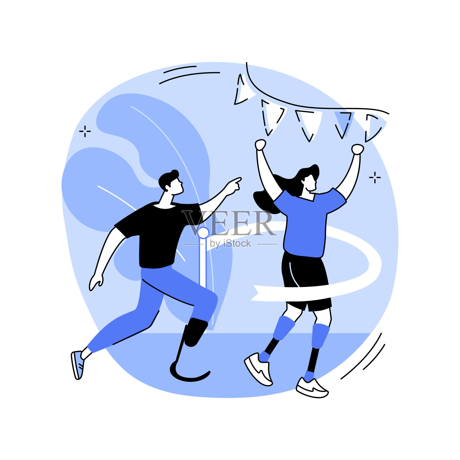 残疾人运动抽象概念矢量插图。插画图片素材