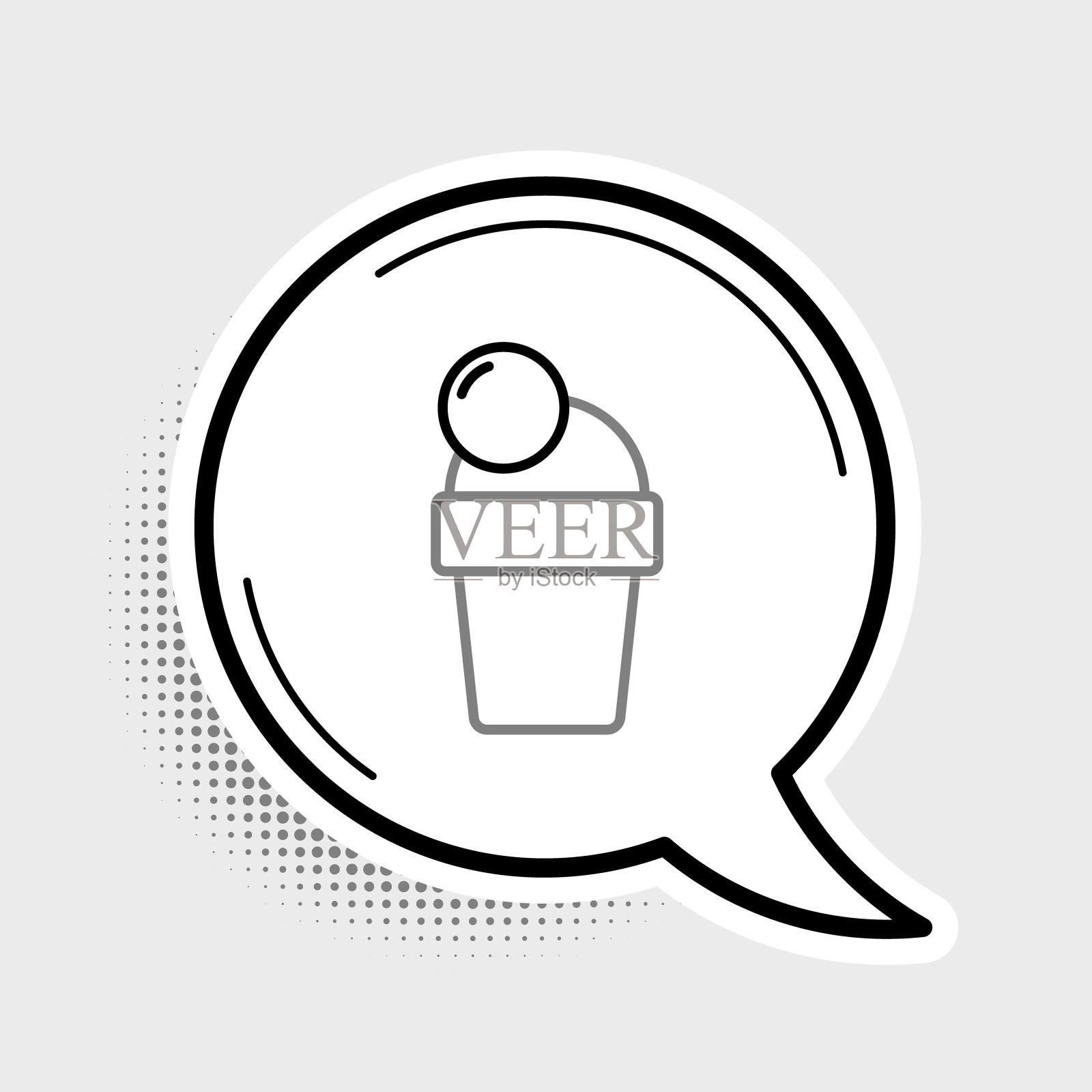 线冰淇淋图标孤立在灰色背景。甜蜜的象征。色彩斑斓的轮廓的概念。向量插画图片素材