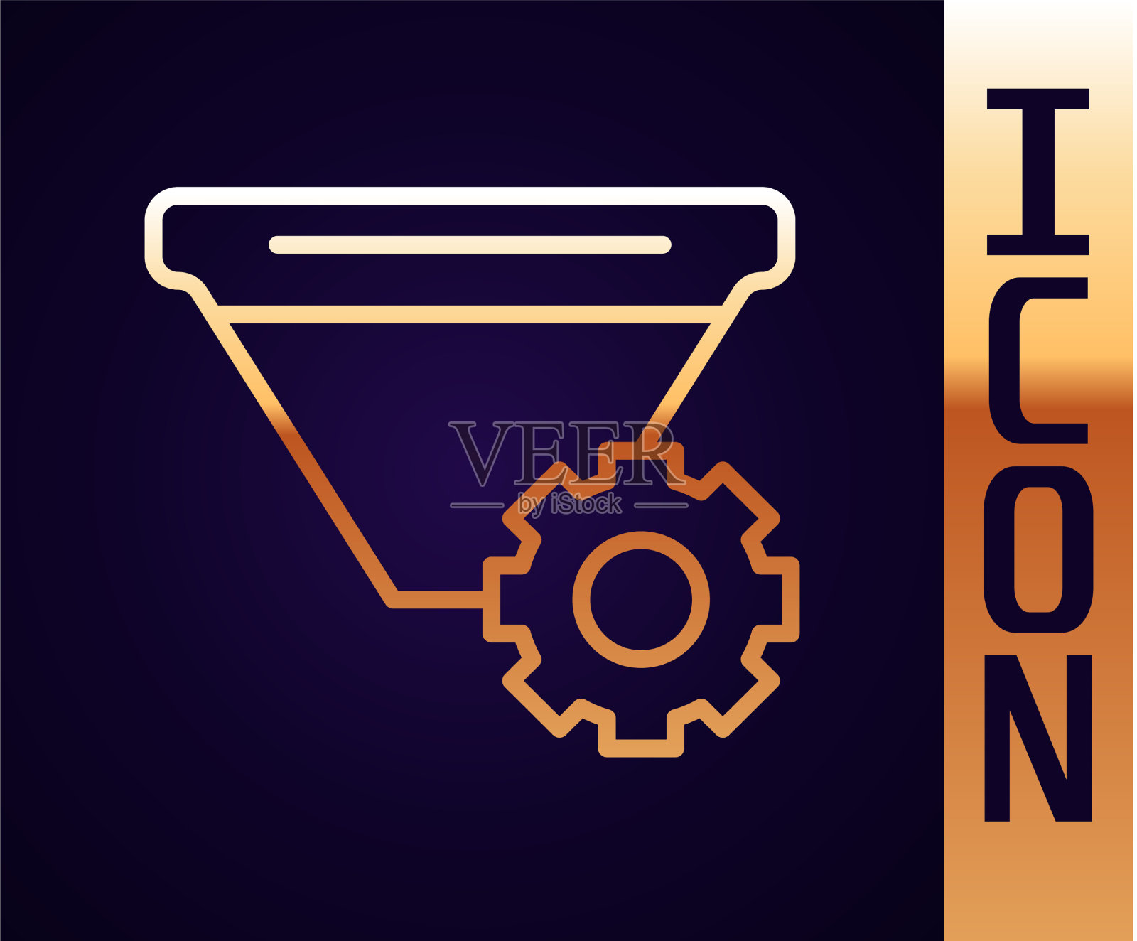 金色线过滤器设置图标隔离在黑色图标素材