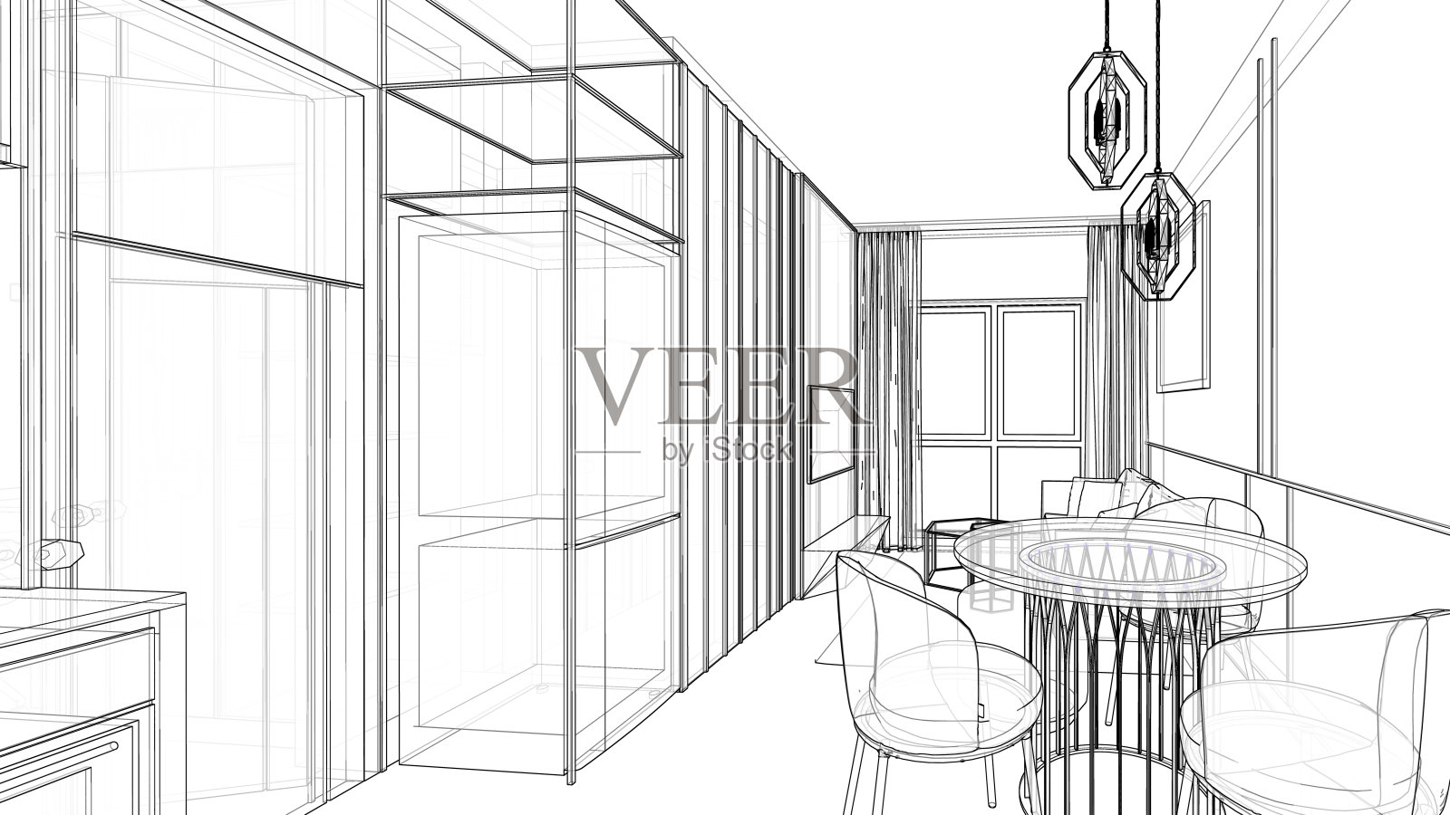 室内设计草图小公寓公寓餐厅照片摄影图片