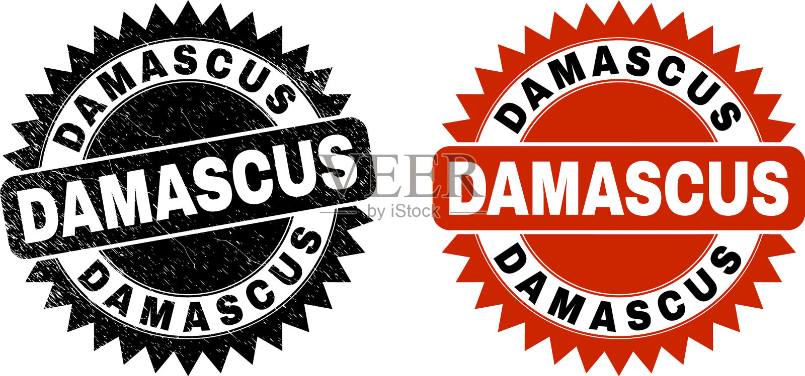 大马士革黑色玫瑰形邮票印章带有刮花插画图片素材