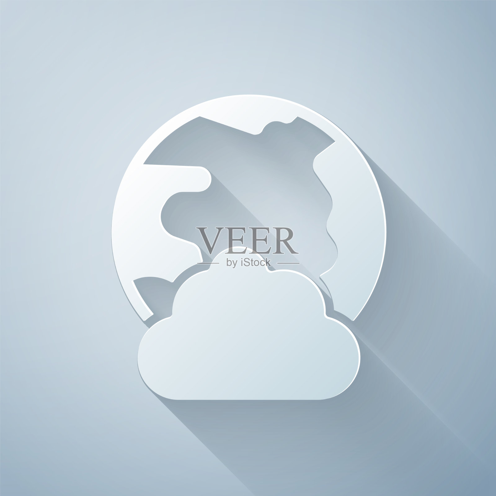 剪纸全球科技或社交网络图标插画图片素材