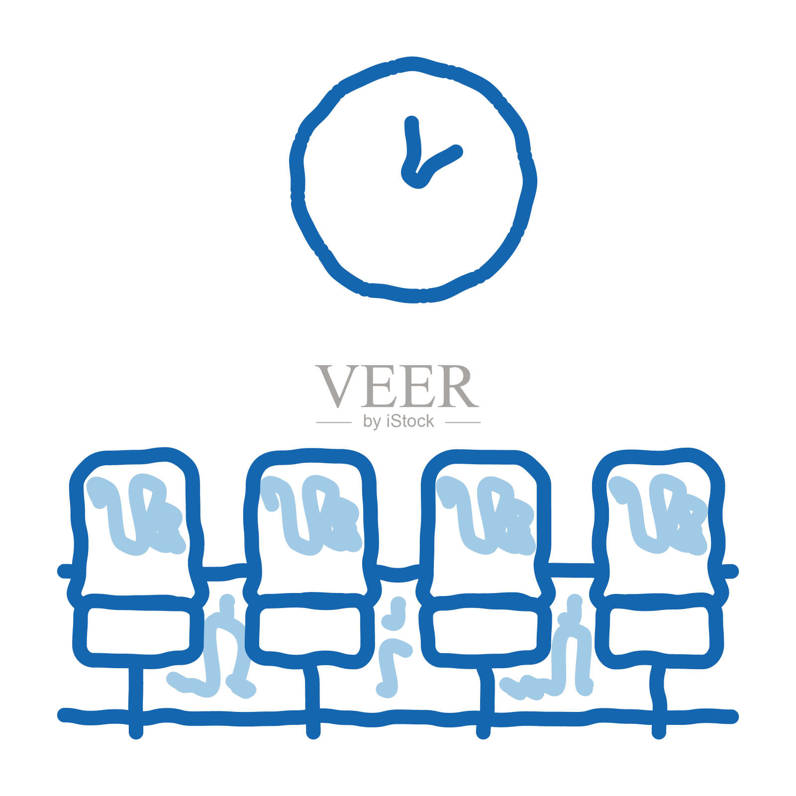 机场候机室椅子涂鸦图标手绘插图插画图片素材