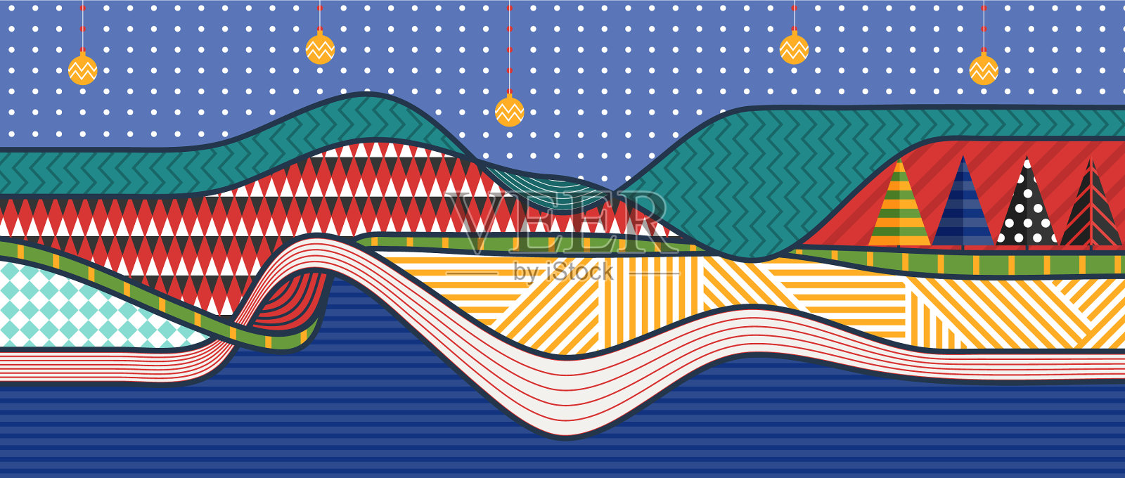 创意抽象几何圣诞背景插画图片素材