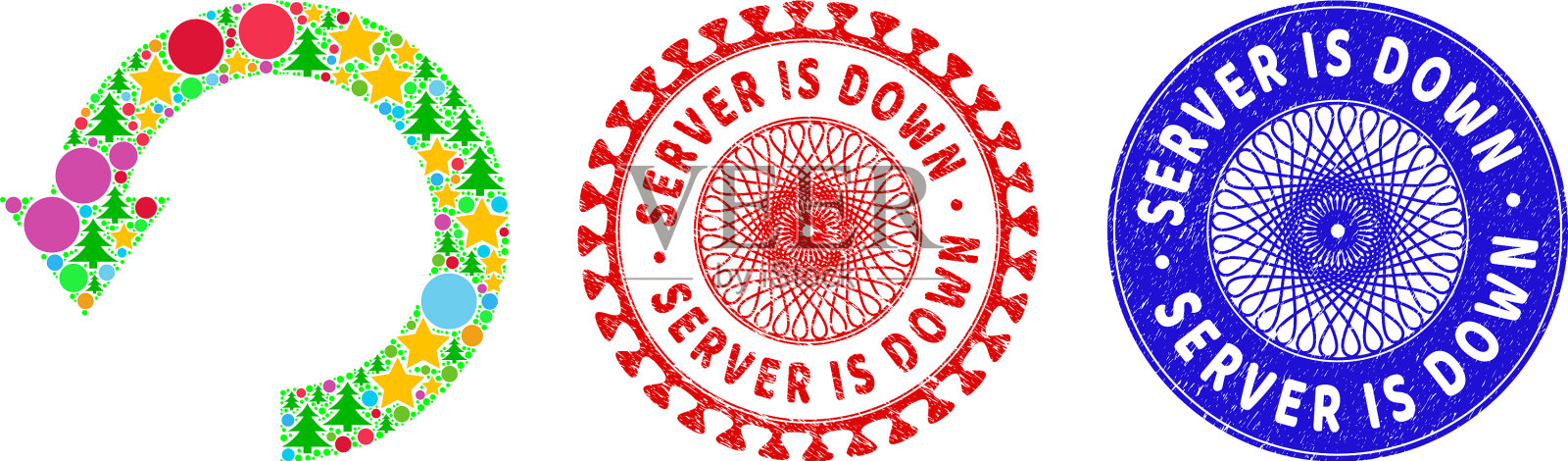 服务器故障,刻印并旋转插画图片素材