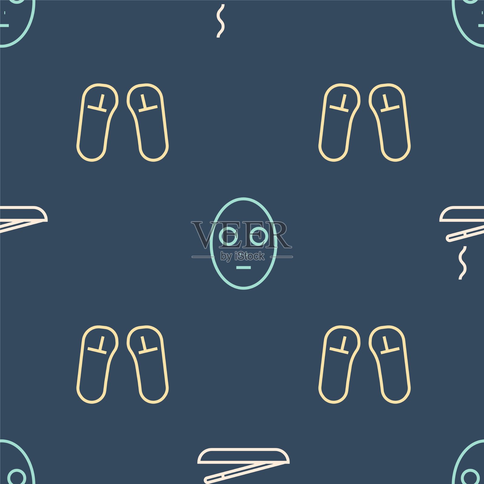 集线香薰spa棒拖鞋和面部图标素材