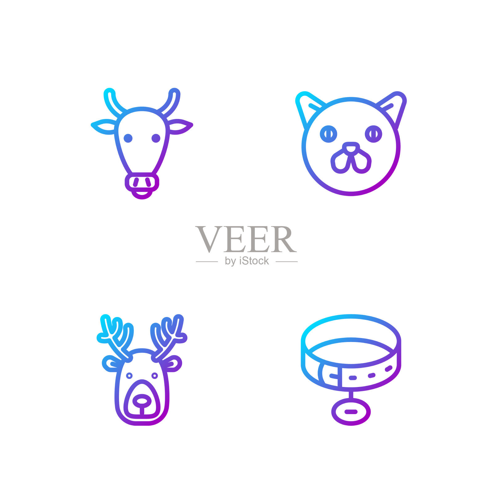 设置线领与姓名标签鹿头鹿角插画图片素材