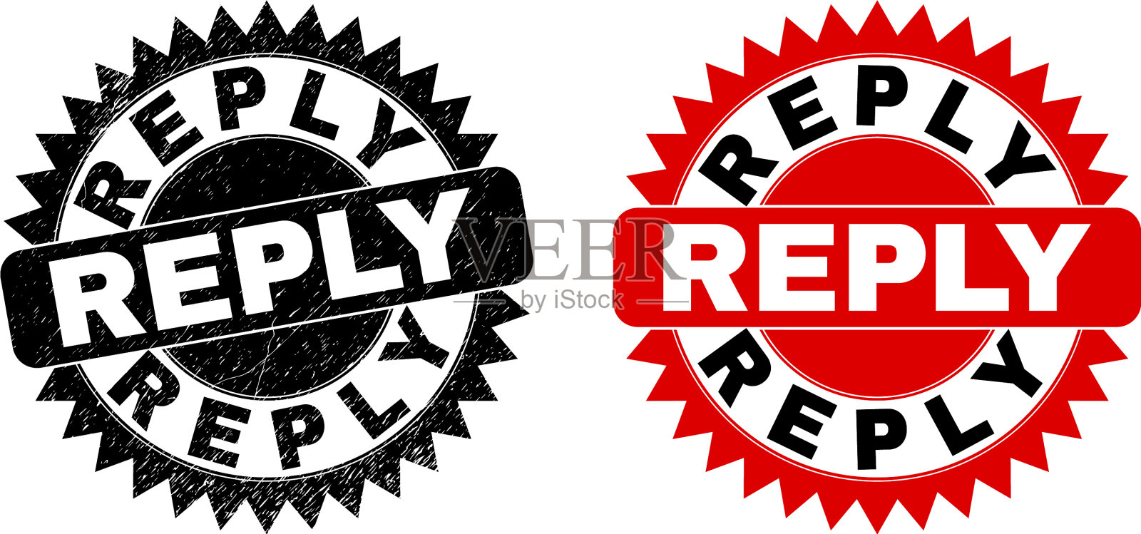 回复黑色玫瑰形邮票印章与不洁插画图片素材