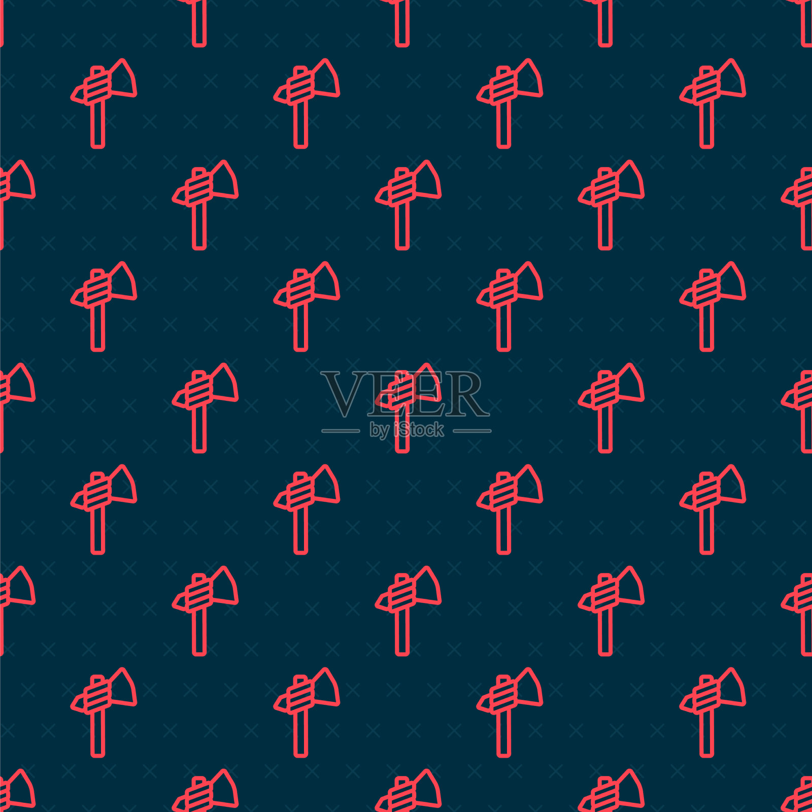 红线,印第安战斧斧的图标插画图片素材