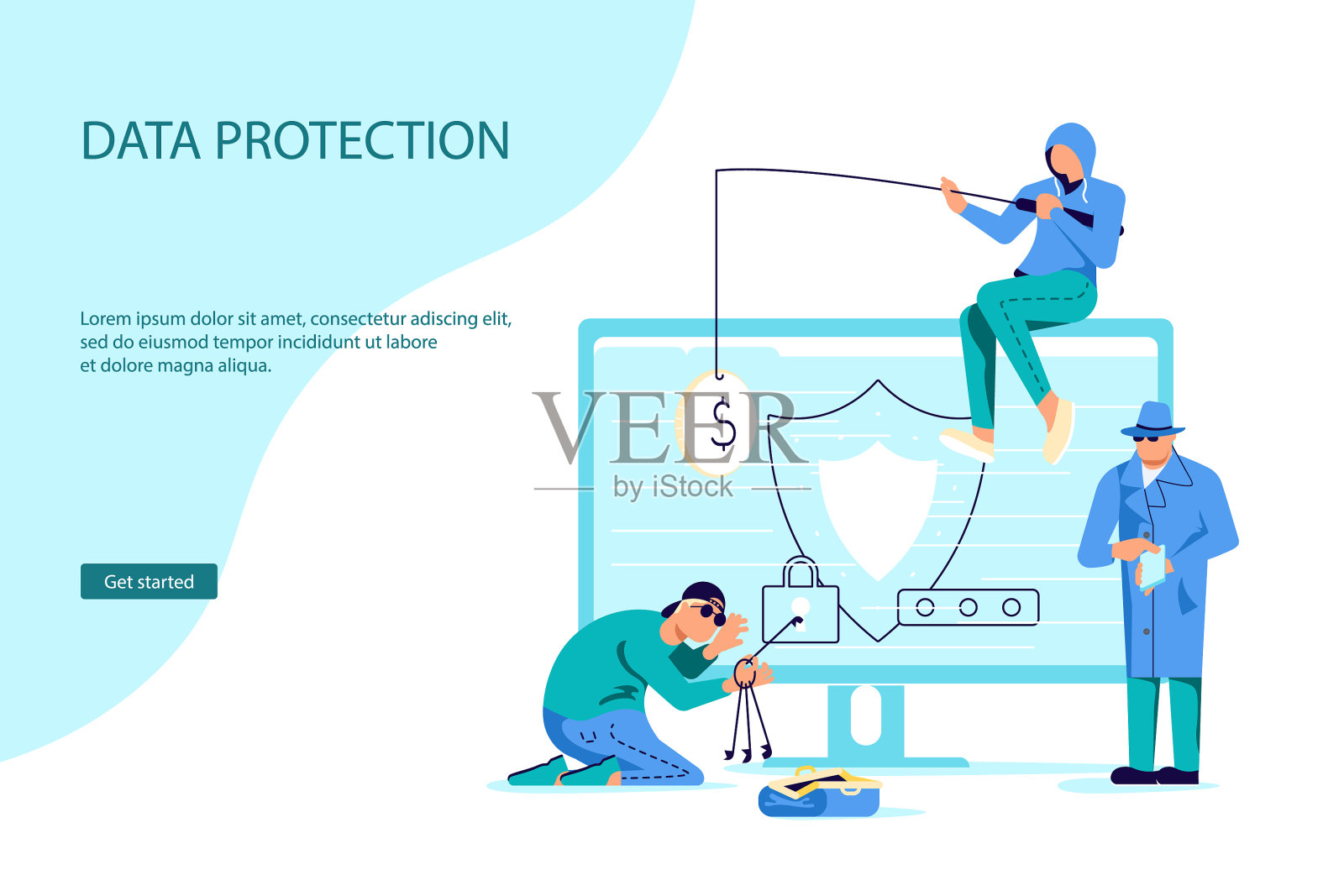 网络攻击和网络钓鱼诈骗插画图片素材