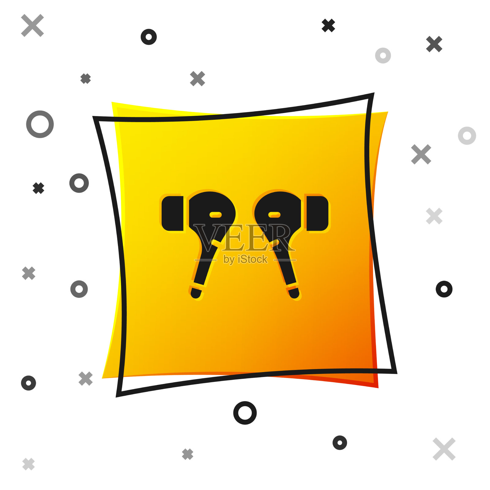 黑色空气耳机图标图标孤立在白色插画图片素材