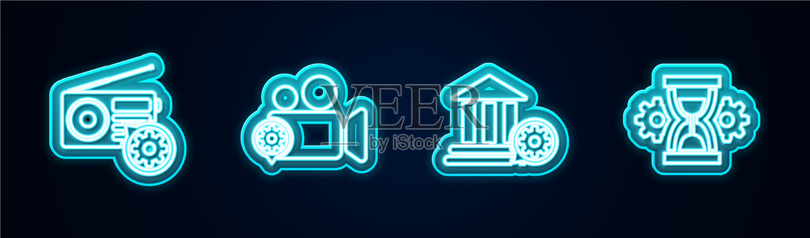 设置行无线电设置摄像机组图标素材