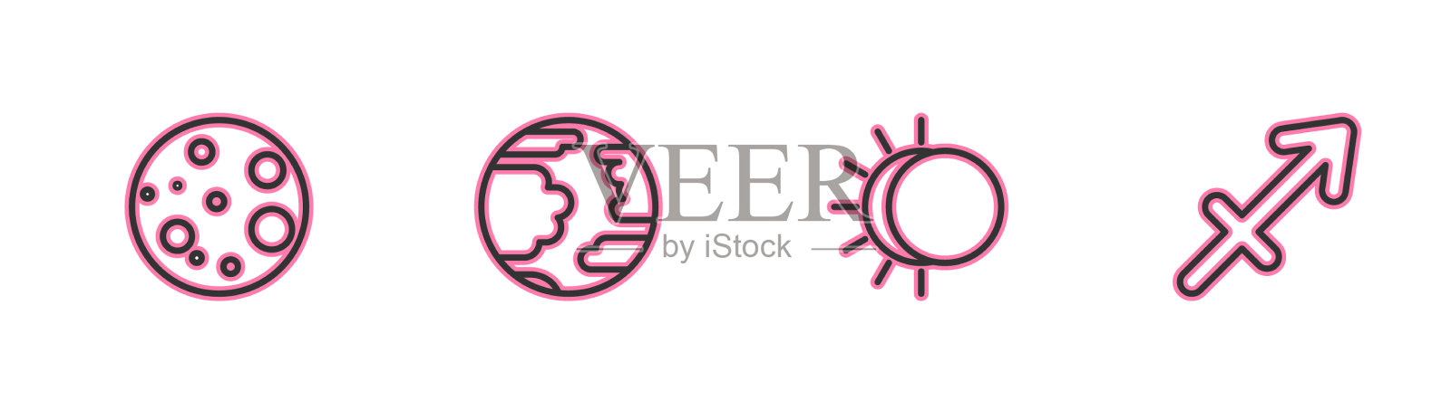 设定线月亮日食太阳行星水星图标素材