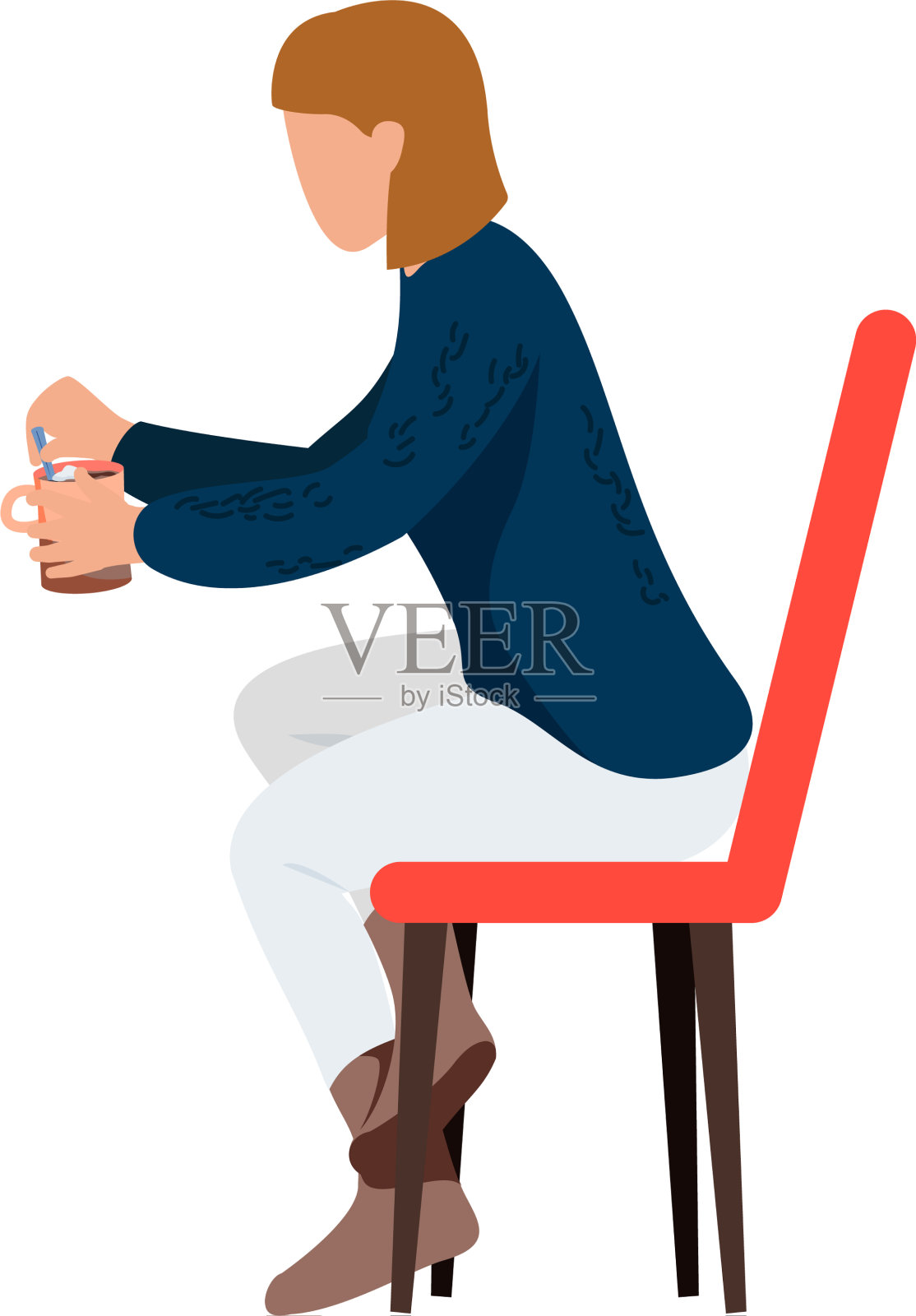 女人坐在设计元素图片