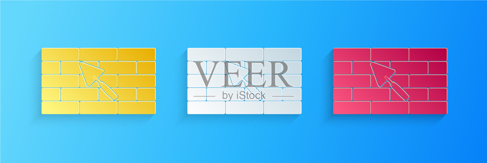 剪纸砖墙用泥刀隔离插画图片素材