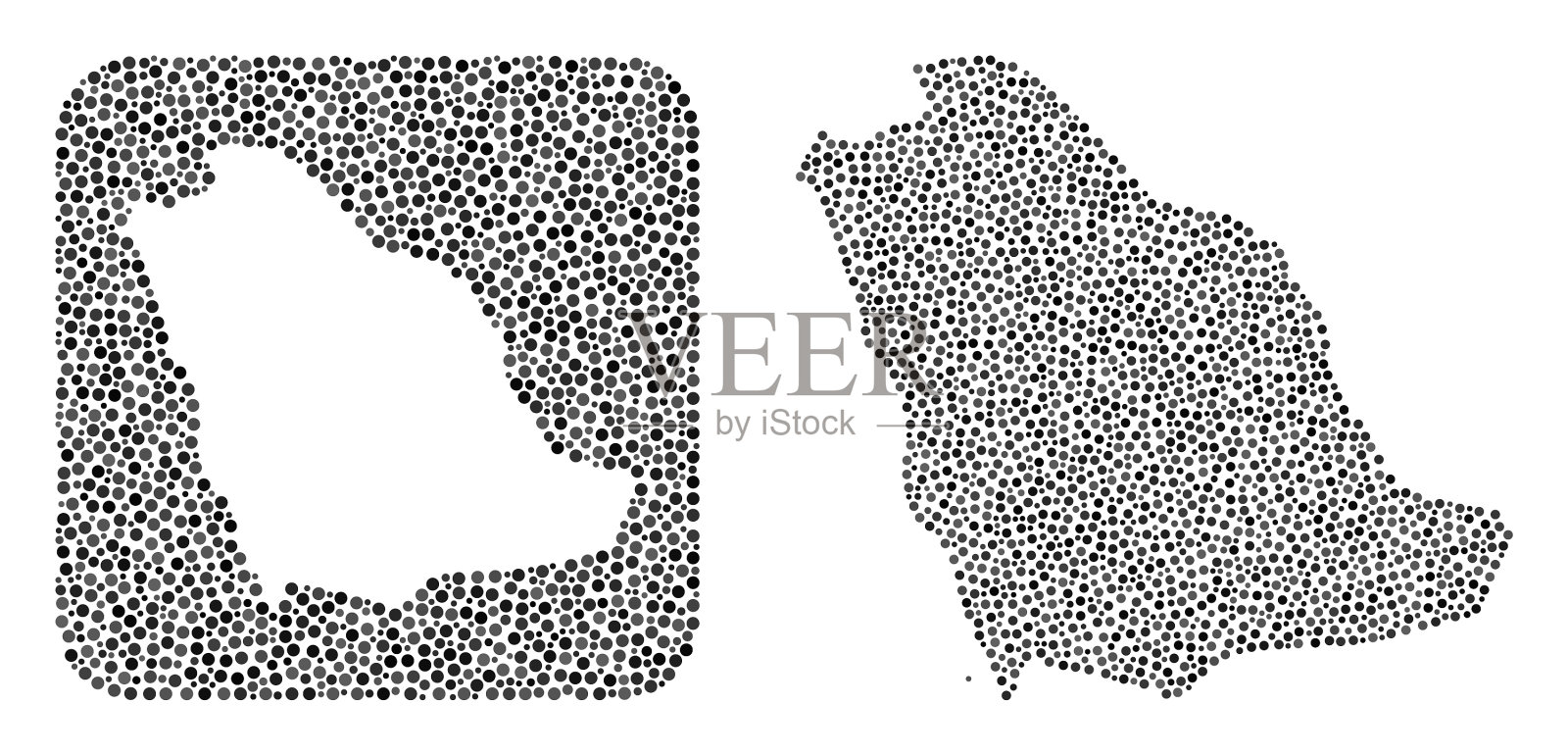 地图沙特阿拉伯-星点马赛克与模板插画图片素材