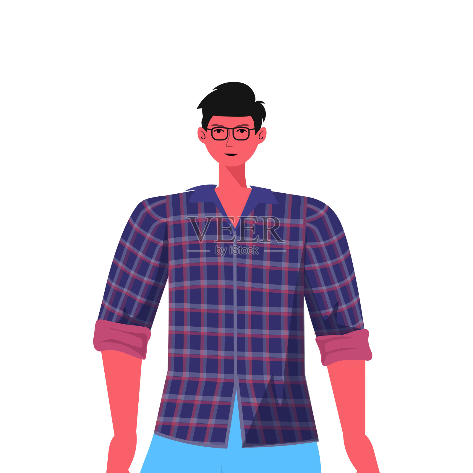 年轻人穿着休闲时尚的男装卡通插画图片素材