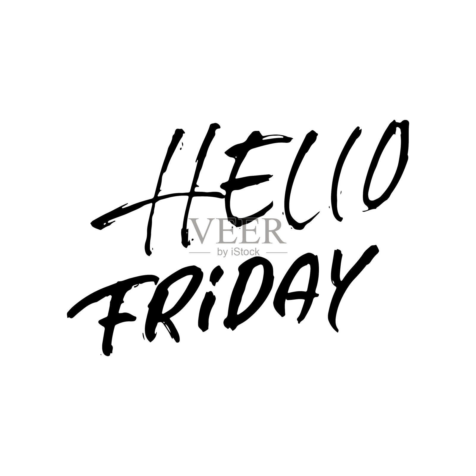 你好星期五现代干刷字母插画图片素材