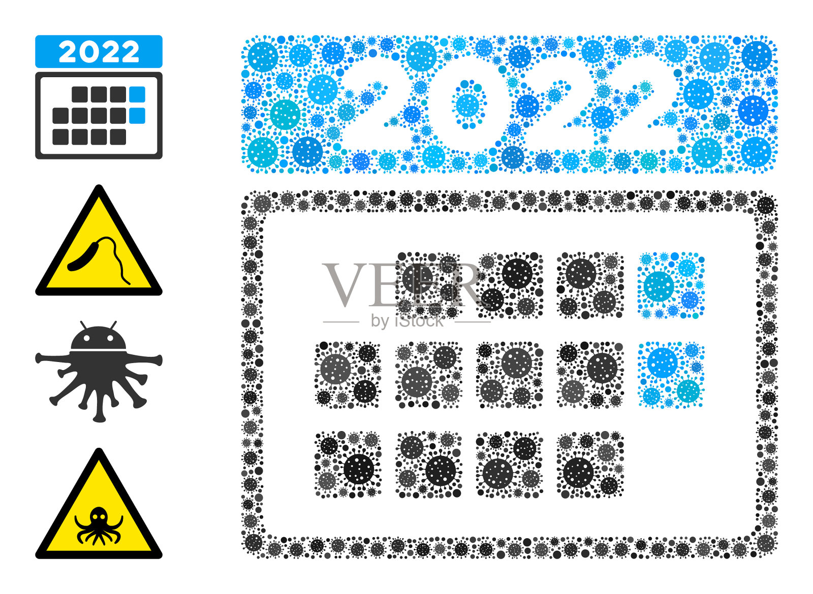 2022年日历月表图标马赛克covid插画图片素材