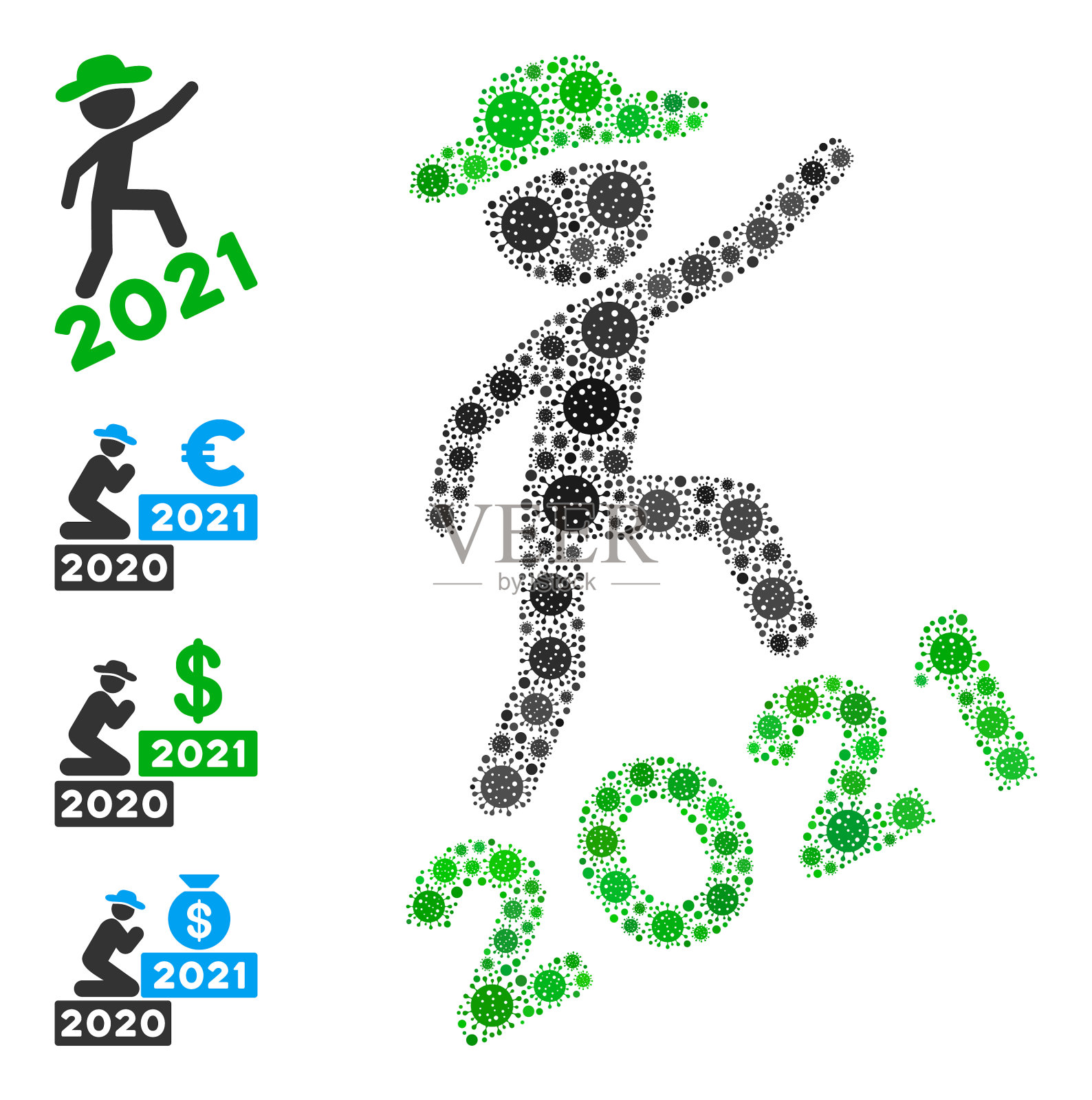 先生攀登2021年图标马赛克covid-2019插画图片素材